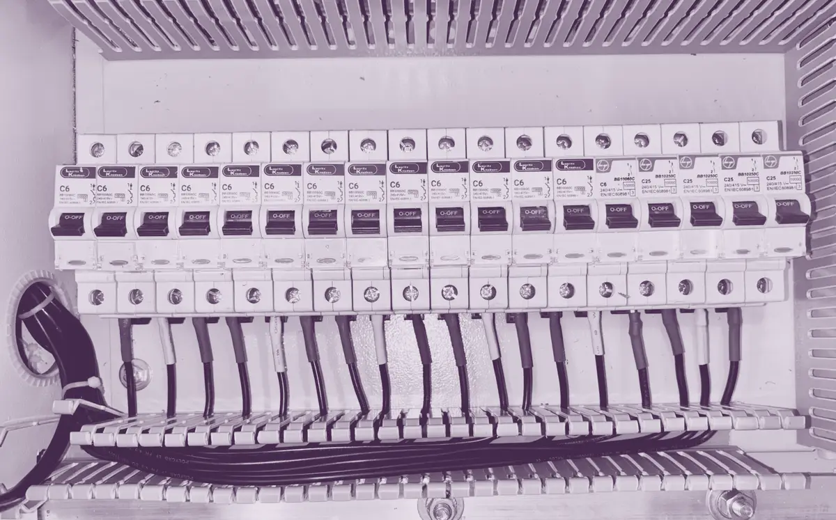 A finished consumer unit with labelled breakers